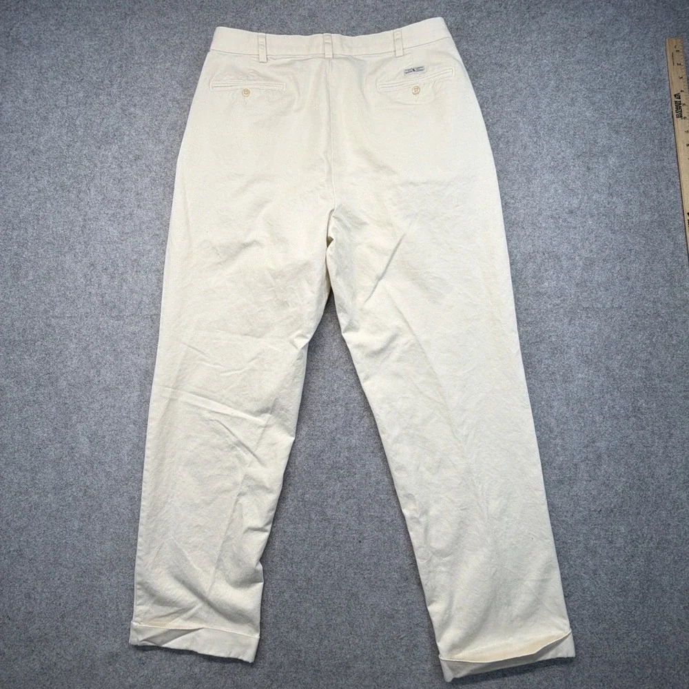 Vtg Polo Ralph Lauren Pants Mens 36x32 (Fits 34x31) Beige Hammond Pleated Chino